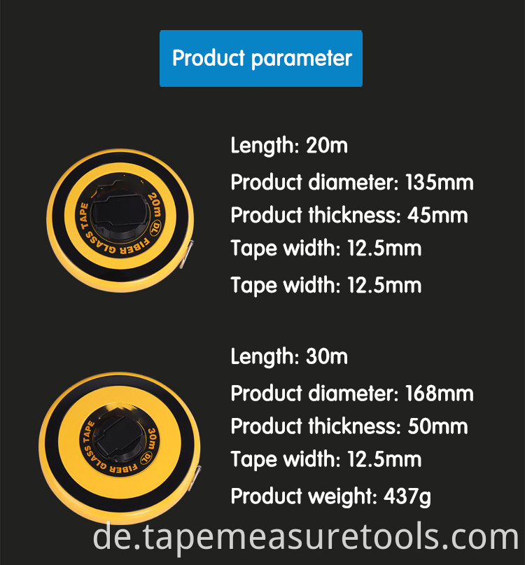 Quelle Hersteller hochpräzises Lederbandmaß Faserbandmaß 50 Meter Kastenlineal 20 Meter Maßband 30 Meter